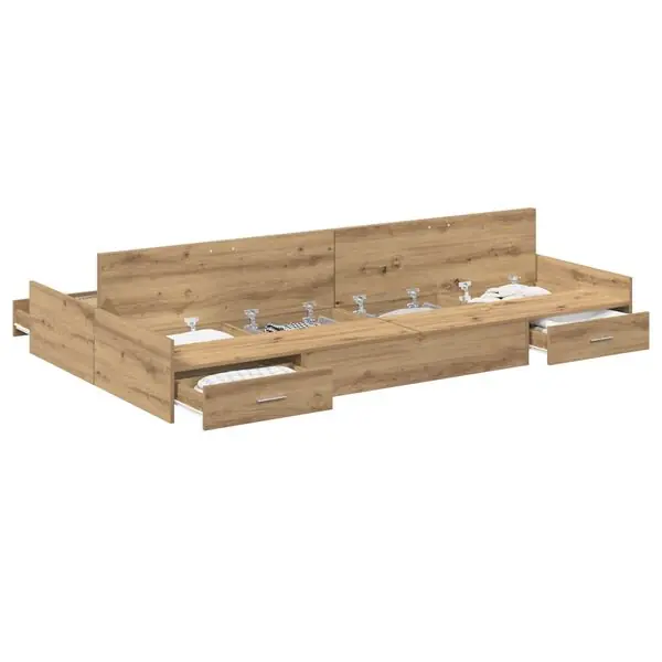 Erbjudande vidaXL Förvaringssängram Artisan Ek 120 x 190 cm Konstruerat trä