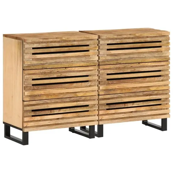vidaXL Skänk 2 st 60x34x75 cm massivt grovt mangoträ Billig