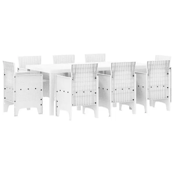 vidaXL Trädgårdsmöbelset 9 pcs Vit Polypropylen Begränsad tid