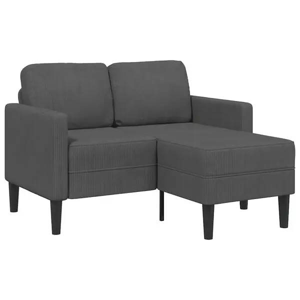 Säker betalning vidaXL 2-sitssoffa med schäslong L-formad mörkgrå 125 cm linne