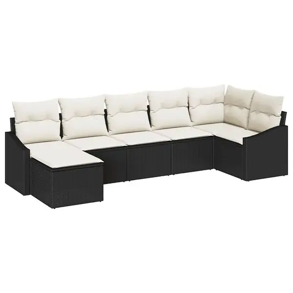 vidaXL Soffset med kudde 7 pcs Svart konstrotting Endast denna vecka