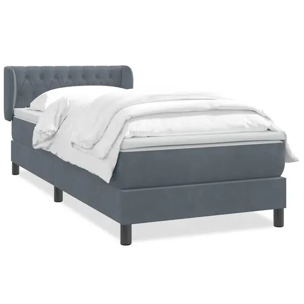 vidaXL Ramsäng med madrass mörkgrå 80x210 cm sammet Trygg betalning