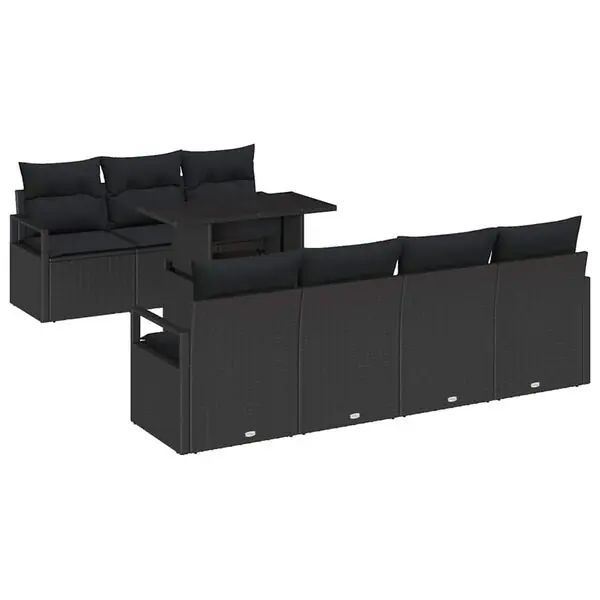 Bästa pris vidaXL Trädgårdsoffset med kudde med lagring 8 pcs Svart Poly rattan