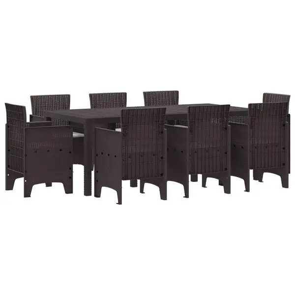 vidaXL Trädgårdsmöbelset 9 pcs Brun Polypropylen Sänkt pris