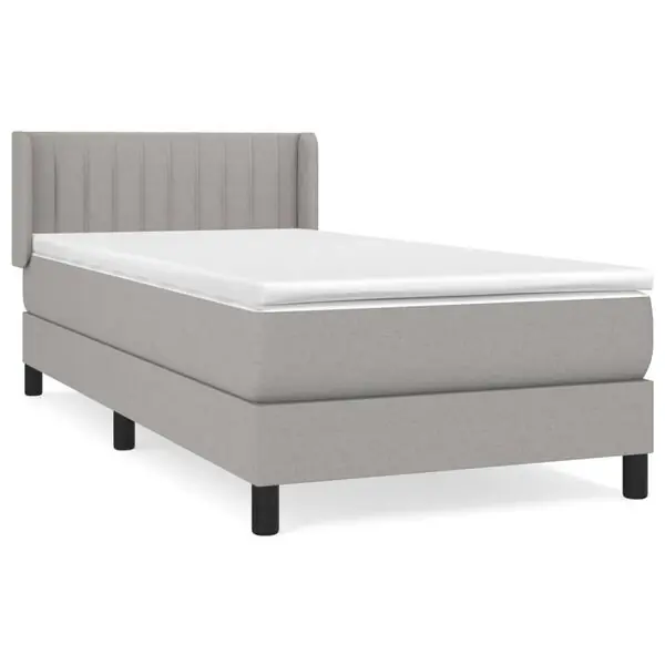 Premium vidaXL Ramsäng med madrass ljusgrå 80x200 cm tyg