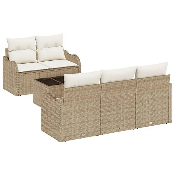 vidaXL Trädgårdsoffset med kudde med kudde 6 pcs Beige och gräddfärgad Erbjudandepris