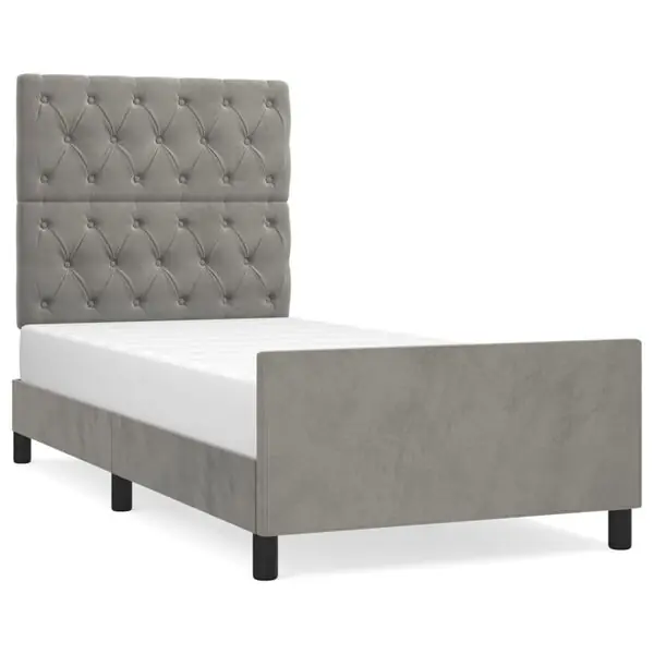 vidaXL Sängram utan madrass ljusgrå 80x200 cm sammet Sista chansen