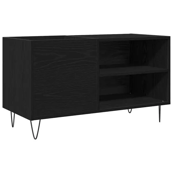 Billigare vidaXL Skivskåp med hylla Svart Ek 85 x 38 x 48 cm Konstruerat trä