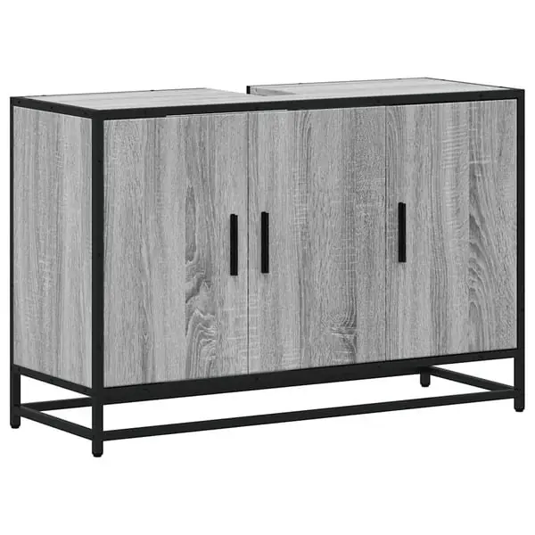 vidaXL Tvättställsskåp grå sonoma 90x33x60 cm konstruerat trä Begränsat antal