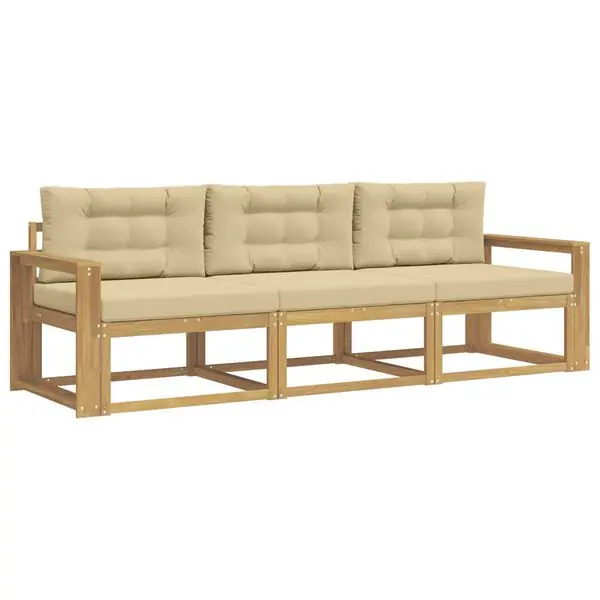 vidaXL Utomhussoffset med kudde 3 pcs Vit och Beige Polyester risnedsättning