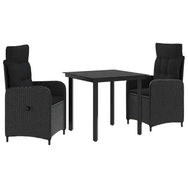 Rabatter vidaXL Soffbord Set 3 pcs Svart PE rotting och pulverlackerad stål