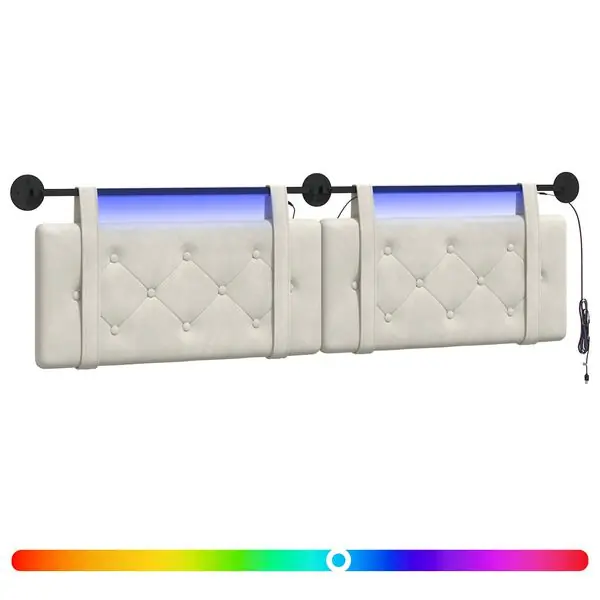vidaXL Hängande sänggavel Med LED-lampa Gräddvit Sammet Kampanjpris