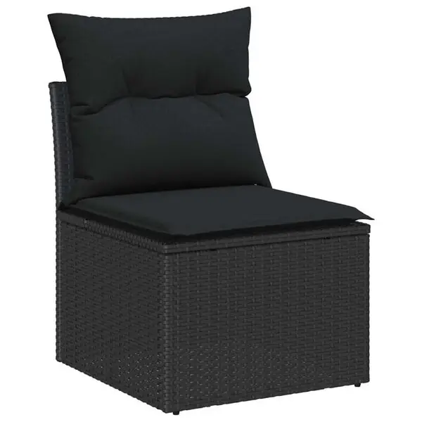 Billig vidaXL Trädgårdsoffset med kudde 7 pcs Svart konstrotting