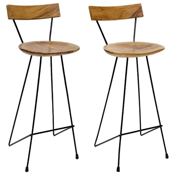 vidaXL Barstolar 2 st massiv teak Beställ idag