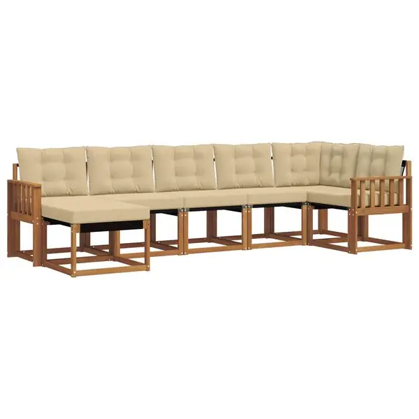 vidaXL Utomhussoffset med kudde 7 pcs Naturlig och Beige Begränsat antal