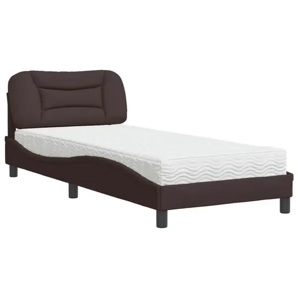 Köp nu vidaXL Bed with Mattress "Hvar" Dark Brown 80x200 cm Fabric