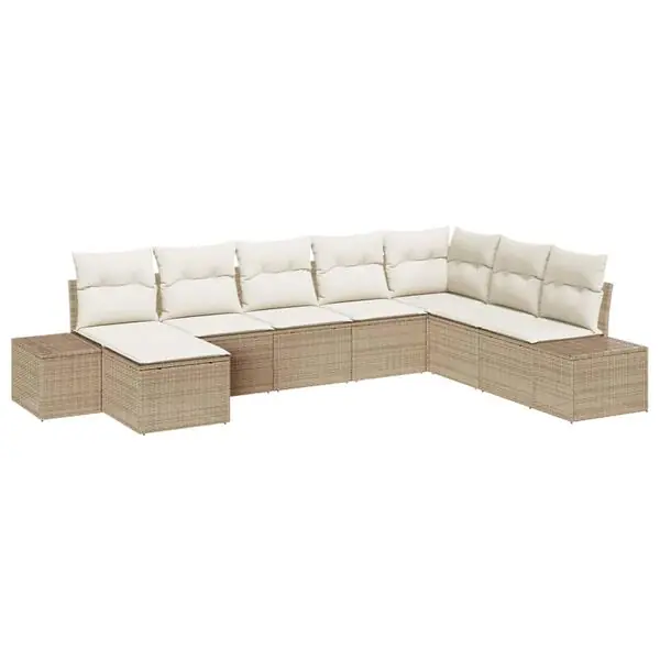 vidaXL Trädgårdsoffset 8 pcs Beige och gräddfärgad konstrotting Populär