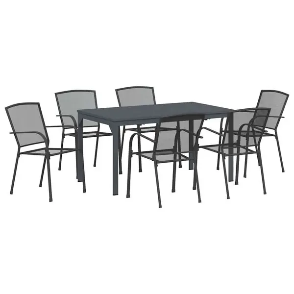 vidaXL Trädgårdsmöbelset 7 pcs Antracit Pulverlackerad stål Populär