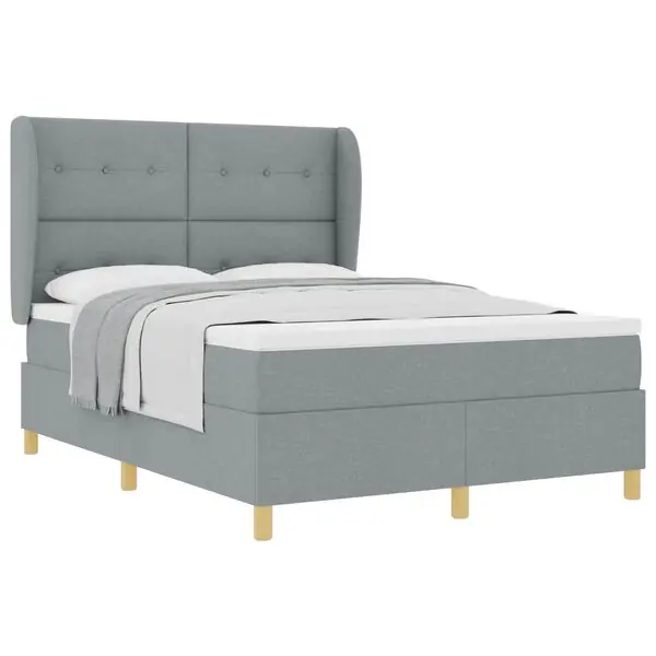 vidaXL Sänggavel Säng med Madrass Mörkgrå 90x190 cm Tyg Ljusgrå tyg Sänkt pris