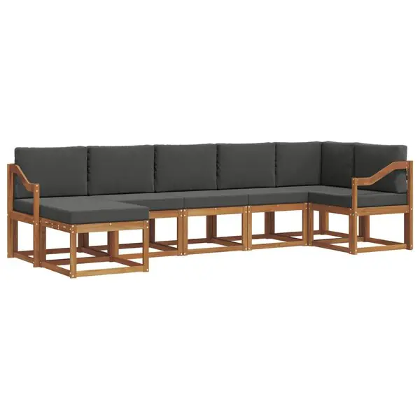 vidaXL Utomhussoffset med kudde 7 pcs Naturlig och Antracit Sista chansen