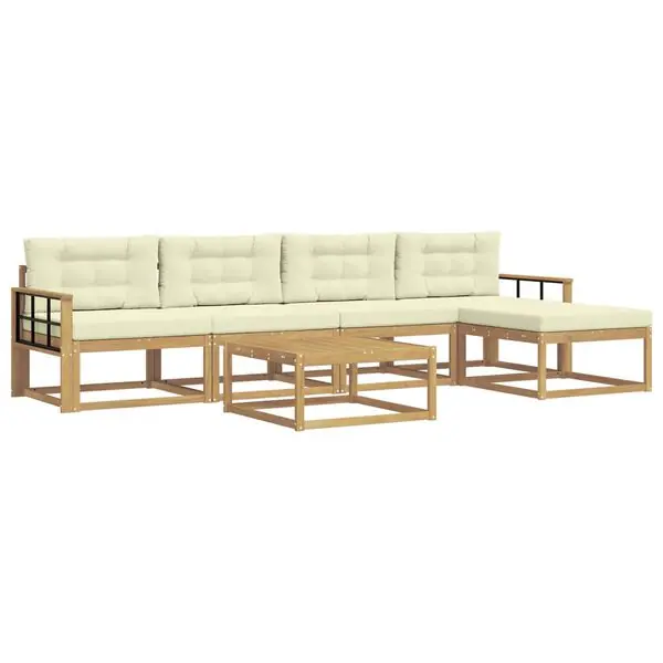 Trygg betalning vidaXL Utomhussoffset 6 pcs Vit och grädde 79 x 79 x 37 cm Polyester