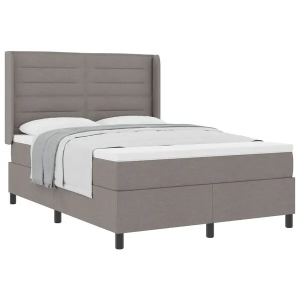 Populärt val vidaXL Bäddfjäder med madrass med huvudgavel Taupe 190 x 140 cm tyg