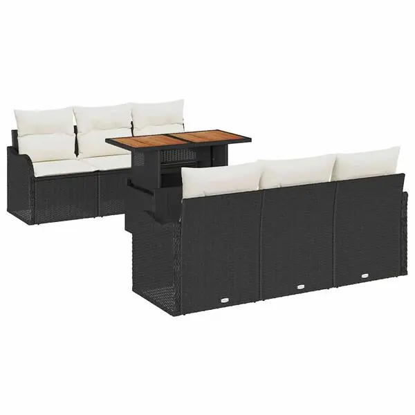 Köp online vidaXL Trädgårdsoffset med lagring 7 pcs Svart Poly rattan