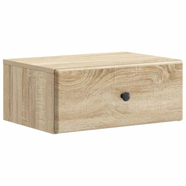 Expressleverans vidaXL Väggmonterat Sängbord med låda Sonoma-ek 49 x 34,5 x 20 cm