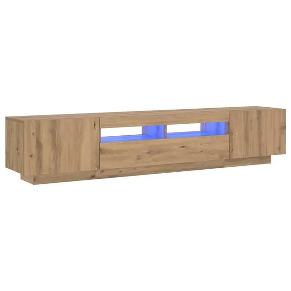 Kampanjpris vidaXL TV-bänk med LED-lampor artisan ek 200x35x40 cm konstruerat trä