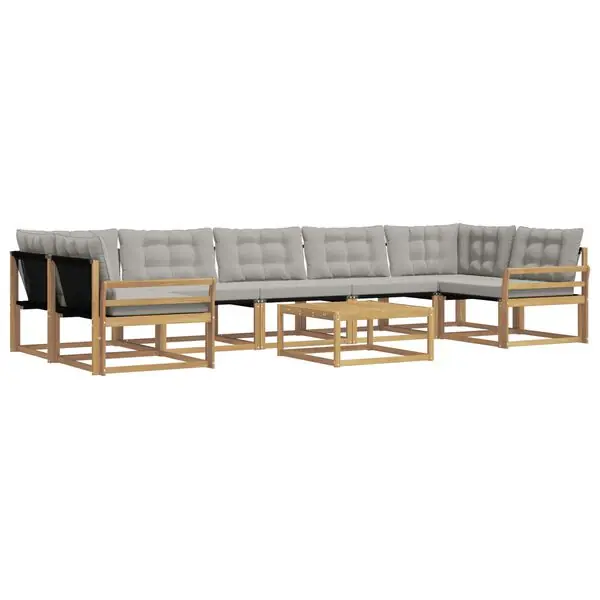 Premium vidaXL Utomhussoffset 8 pcs Vit och ljusgrå 79 x 79 x 37 cm