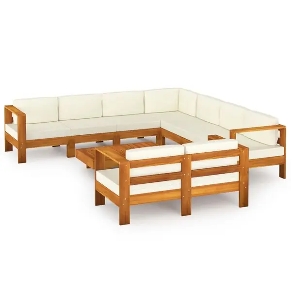 Rabatt vidaXL 9-delad trädgårdsloungegrupp med kuddar 100x60 cm akaciaträ