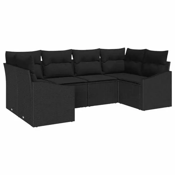 vidaXL Trädgårdsoffset med lagring 6 pcs Svart konstrotting Trygg betalning