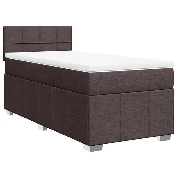 Billig vidaXL Ramsäng med madrass mörkbrun 90x200 cm tyg