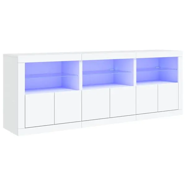 Rabatter vidaXL Skänk med LED-belysning vit 181,5x37x67 cm