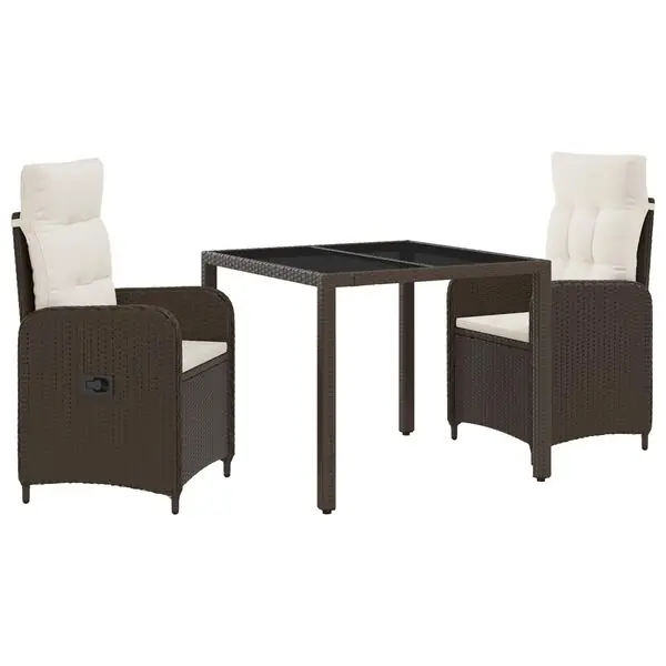 Endast denna vecka vidaXL Utomhusmatbord 3 pcs Brun och krämvit 90 x 90 x 75 cm