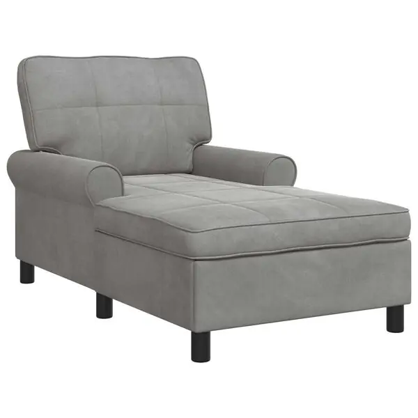 vidaXL Chaise Lounge med kudde Ljusgrå 91 x 157 x 91 cm Sammet Sista chansen