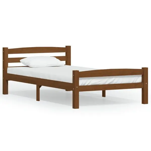 Rea vidaXL Sängram utan madrass honungsbrun massiv furu 90x200 cm