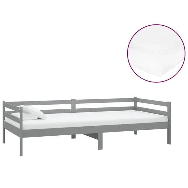 Billig vidaXL Dagbädd med madrass 90x200 cm grå massiv furu