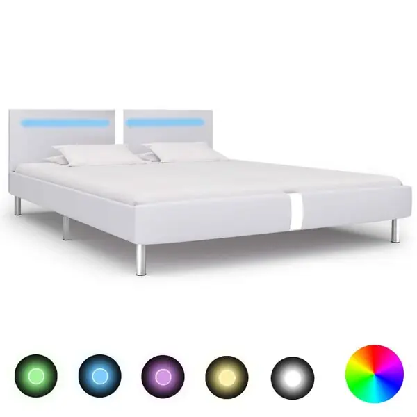 vidaXL Sängram med LEDs utan madrass vit 180x200 cm Endast denna vecka