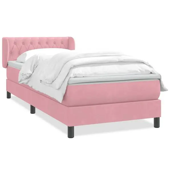 vidaXL Ramsäng med madrass rosa 80x220 cm sammet risnedsättning