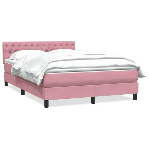 vidaXL Ramsäng med madrass rosa 140x220 cm sammet Expressleverans