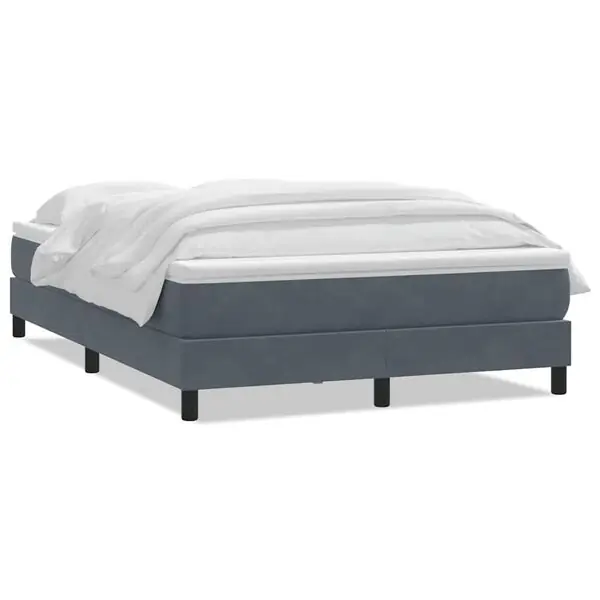 Rea vidaXL Ramsäng med madrass mörkgrå 140x220 cm sammet