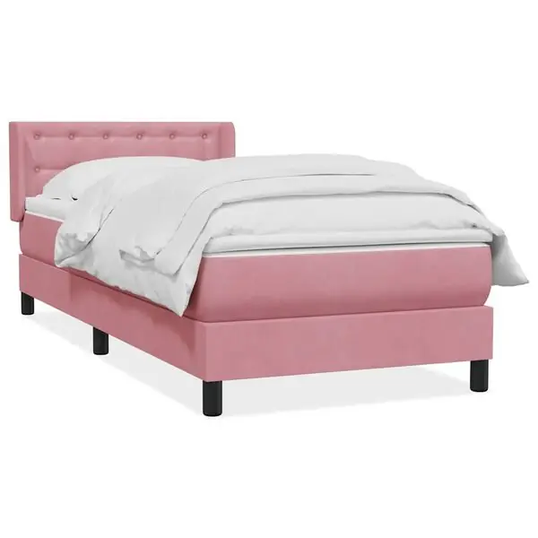 Kundfavorit vidaXL Resårsäng med madrass rosa 90x220 cm sammet
