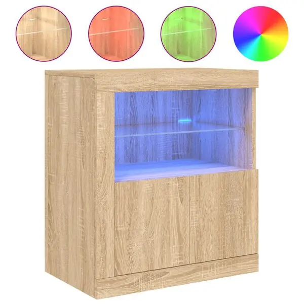 Lägg i varukorgen vidaXL Skänk med LED-belysning sonoma-ek 60,5x37x67 cm