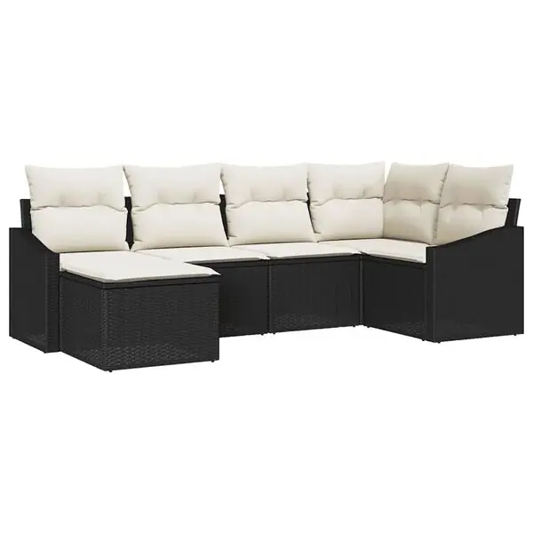 Fri frakt vidaXL Soffset med kudde 6 pcs Svart konstrotting