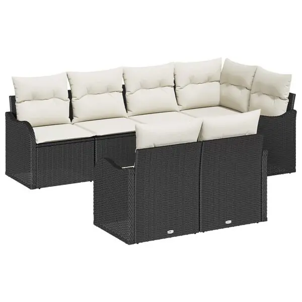 Outlet vidaXL Trädgårdsoffset med lagring 7 pcs Svart Poly rattan