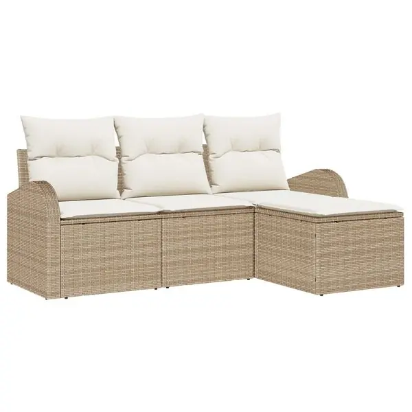 Populärt val vidaXL Soffset med kudde med lagring 4 pcs Beige och vit konstrotting