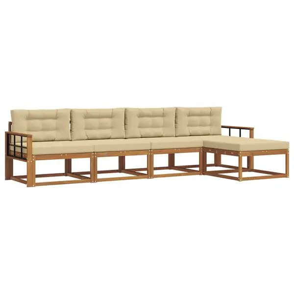 Kundfavorit vidaXL Utomhussoffset med kudde 5 pcs Naturlig och Beige