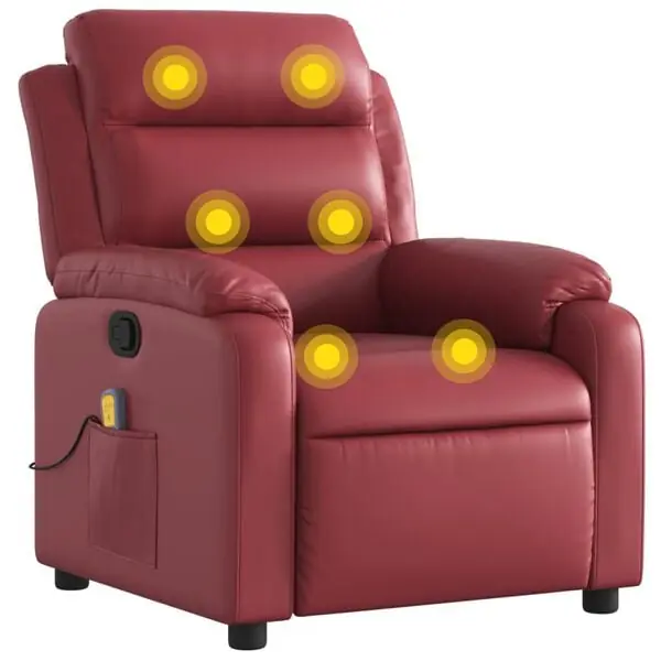 vidaXL Massagefåtölj vinröd konstläder Kundfavorit