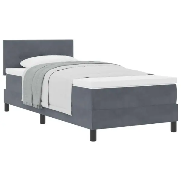 vidaXL Bäddfjäder med madrass Mörkgrå 90 x 190 cm Sammet Begränsat erbjudande
